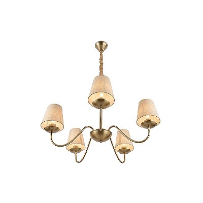 Lustre Candelabro 800D Dourado com 5 Cúpulas para 5 Lâmpadas  E14