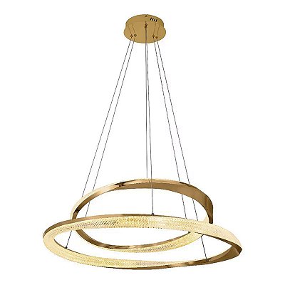 Pendente Alianca Unic Ø60XØ80cm Dourado com LED integrado 68w 3000k Bivolt