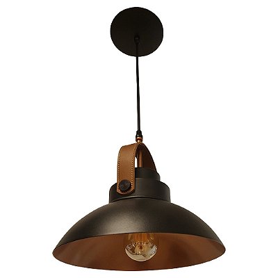 Pendente Liano 26x27cm Preto Fosco e Cobre para 1 Lampada E27