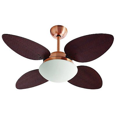 Ventilador Tabaco Cobre Petalo 4 Pas para 2 Lampadas E27 127v