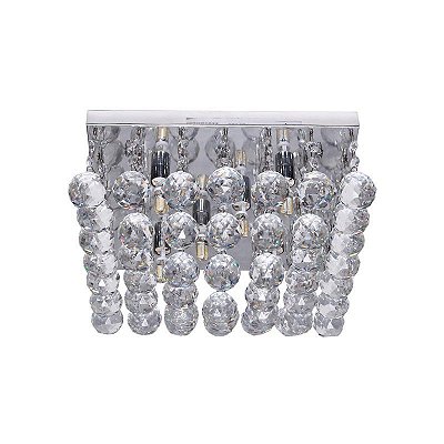 Plafon Quadrado Cristal Strass 30x30cm para 6 Lampadas G9