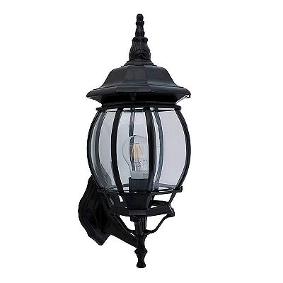 Arandela Colonial 194B Preta  20x55cm para 1x Lampada E27