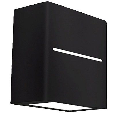 Arandela 9584 Preto Quadrada 2 Fachos 10x10x5cm com led integrado 6w 3000k 127v