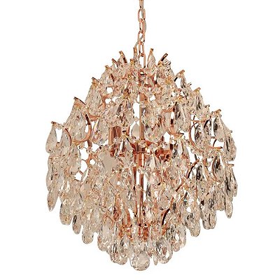 Lustre HSR Colmeia Ø82x86cm Cobre com Cristais para 16 Lampadas E14