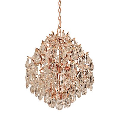 Lustre HSR Colmeia Ø62x70cm Cobre com Cristais para 12 Lampadas E14