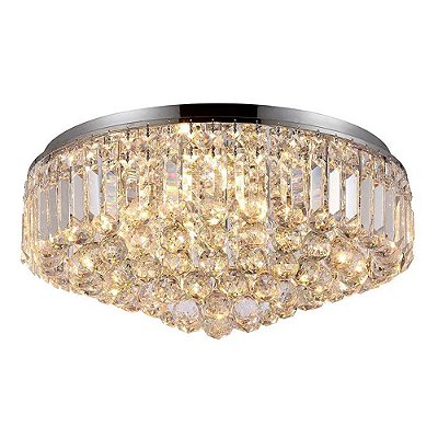 Plafon Redondo Cristal HU1104A 54x26cm Cromado para 9 Lampadas G9 Bivolt