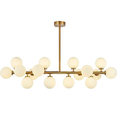 Pendente ID206 115x28cm Dourado e Globo 10cm para 16 Lampadas G9