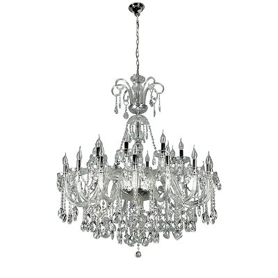 Lustre Classico Vela Cristal 50X20cm Transparente para 24 Lampadas E14