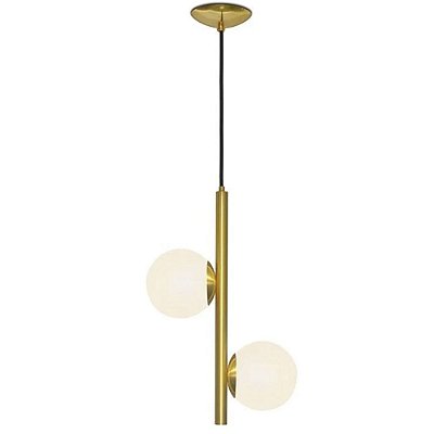 Pendente Ono 800/2 30x24cm Dourado com duas esferas Ø12cm para 2 Lampadas G9