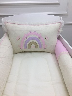 KIt Berço luxo 9pcs 100% Alg. Padrão Americano Arco Iris 2198 - Mariana Baby