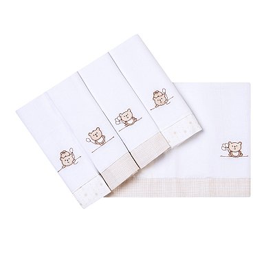 Fralda Soft Bordada c/ Bainha 5unid. 74x70cm 4927 - Papi