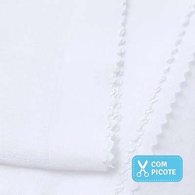 Toalha Fralda Super Luxo 100%Alg. 120x70cm 0225 - Mami Papi Branca