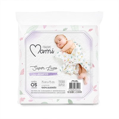 Fralda Super Luxo Estampada 100%Alg. 70x70cm 1083 - Mami Papi