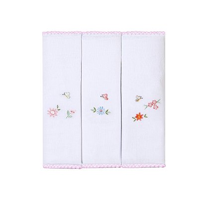 Fralda Bordada 100%Alg. 70x70cm 3uni. 1525 - Papi