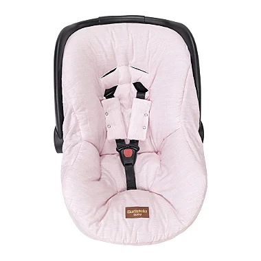 Capa Para Bebê Conforto Com Protetor De Cinto L025 Linho Rosa Mescla - Batistela Baby