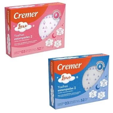 Toalha Fralda Estampada luxo 120cm X 70Cm Com 3 un. - Cremer