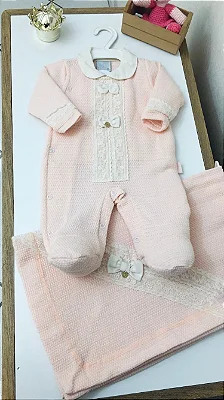 Saída de Maternidade Com Manta C/ Renda 70123 - Miniclo