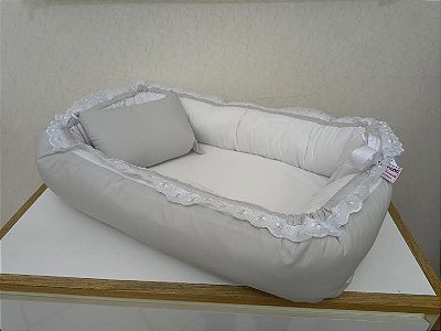 Ninho Redutor Premium 12-N Com Almofada Fundo Branco - Mariana Baby Cinza