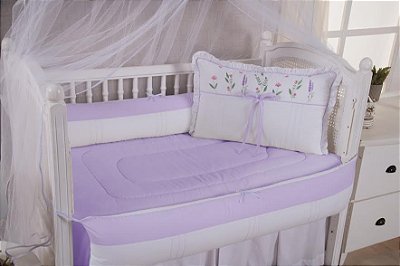 Kit Berço Luxo Mila 2045 9pçs 100% Alg. - Mariana Baby