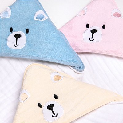 Toalha de Banho Urso Soft C/ Capuz 80 x 80cm 3802 - Carinho Papi
