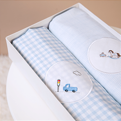 Manta Flanelada Bordada dupla Face 100 x 75 Cm 100% Alg. 4938 - Papi