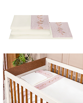 Jogo de Lençol de Berço Little Bird 3 Pçs 100% Alg. E24107 - Batistela