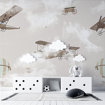 Papel de Parede Infantil de Diversos Aviões