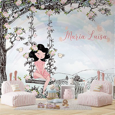 Papel de Parede Infantil Menina no Balanço