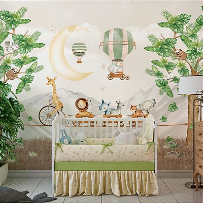 Papel de Parede Infantil Animais e Bicicletas AL 20