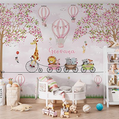 Papel de Parede Infantil Animais e Bicicletas AL 21