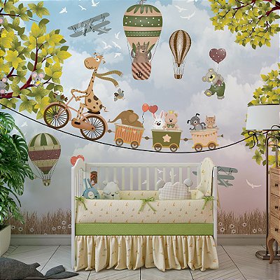 Papel de Parede Infantil Animais e Bicicletas AL 24