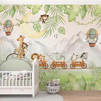 Papel de Parede Infantil Animais e Bicicletas AL 26