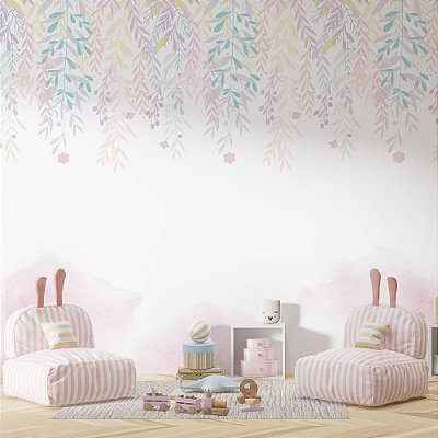 Papel de Parede infantil ramas de flores caindo