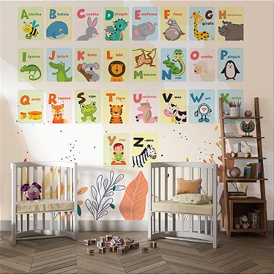 Papel de Parede Infantil ABC de Animais
