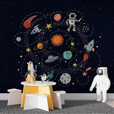 Papel de Parede Infantil Espaço e Planetas AL 04