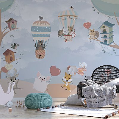 Papel de Parede Infantil Animais Fofos AL 56