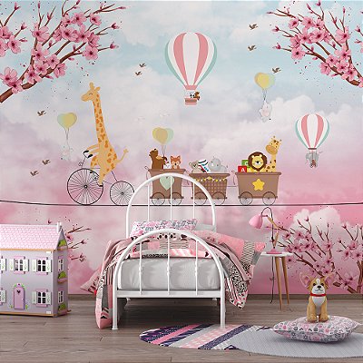 Papel de Parede Infantil Animais e Bicicletas AL 33