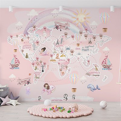 Papel de Parede Infantil Mapa-mundi AL 01
