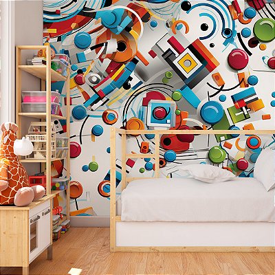 Papel de parede colors pop art formas coloridas