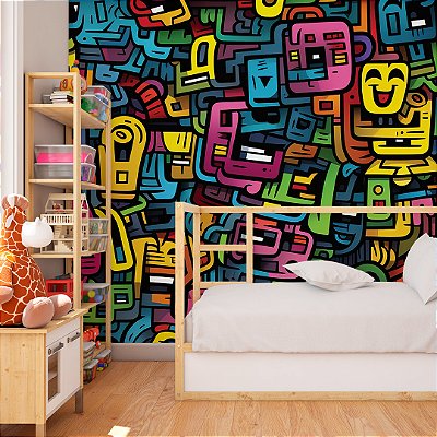 Papel de parede colors pop art multicolorida