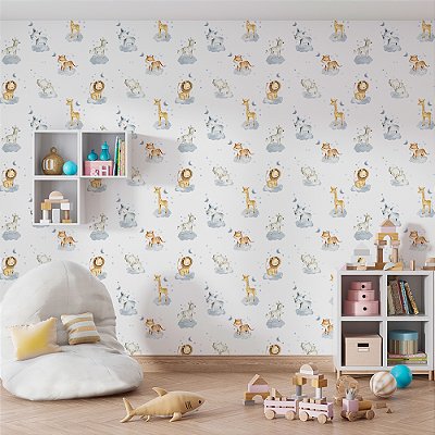 Papel de parede natureza animais estrelado nuvem azul