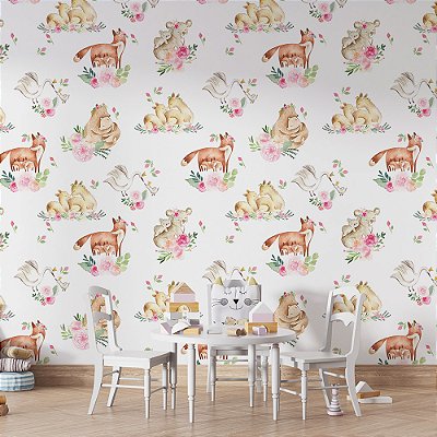Papel de parede natureza família de animais flores claro