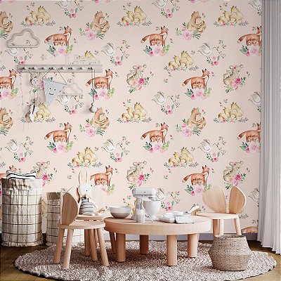 Papel de parede natureza família de animais flores salmão