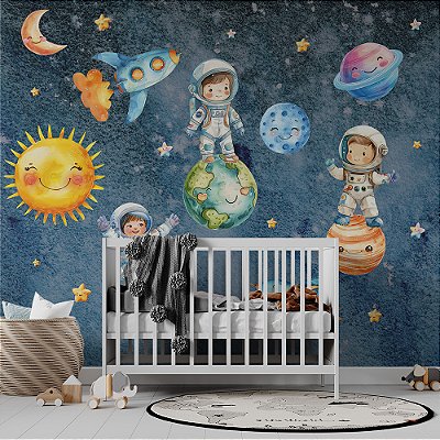 Papel de Parede Meninos Astronautas no Espaço AL 01