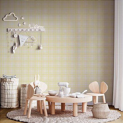 Papel de Parede Xadrez Médio - Amarelo