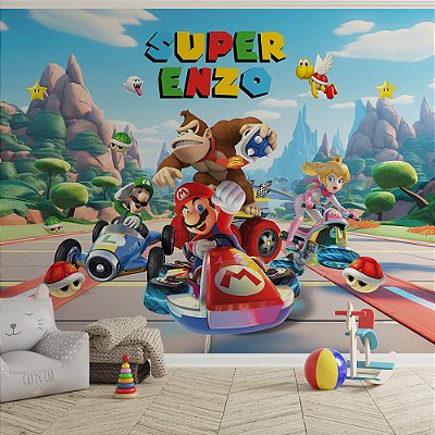 Papel de Parede Infantil Super Mario Kart