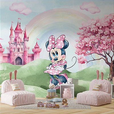 Papel de Parede Infantil Jardim Mágico da Minnie
