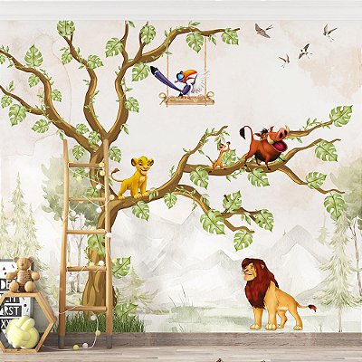 Papel de Parede Infantil Selva Encantada Rei Leão