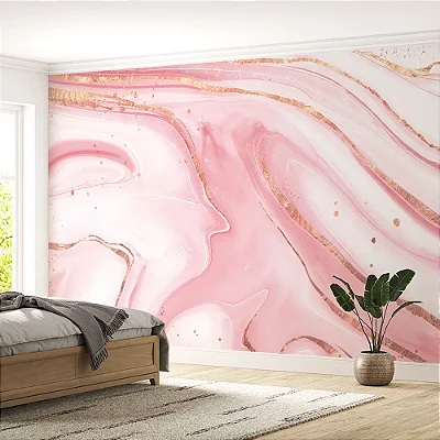 Mármore Líquido Rosa com Dourado - Oferta Única - 2m(L) x 3m(A)