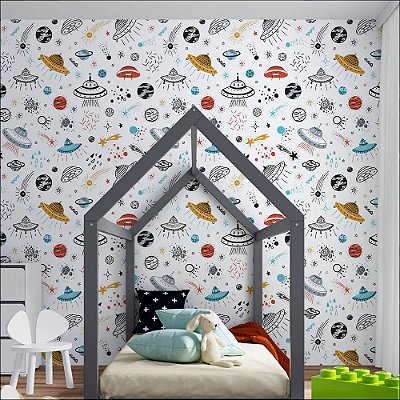Papel de Parede infantil disco voador